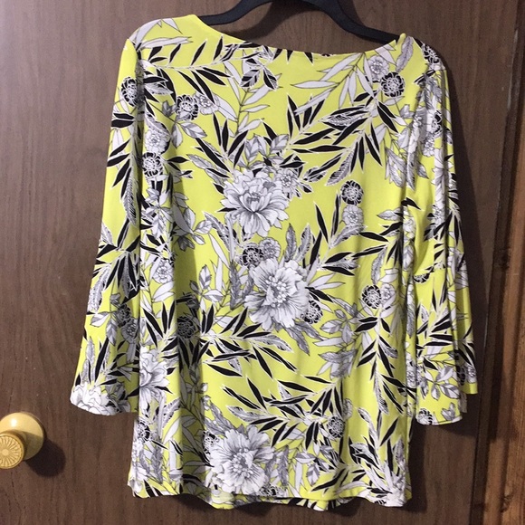 Kasper Medium Dressy Top with Chartreuse Black Whi - Picture 3 of 4